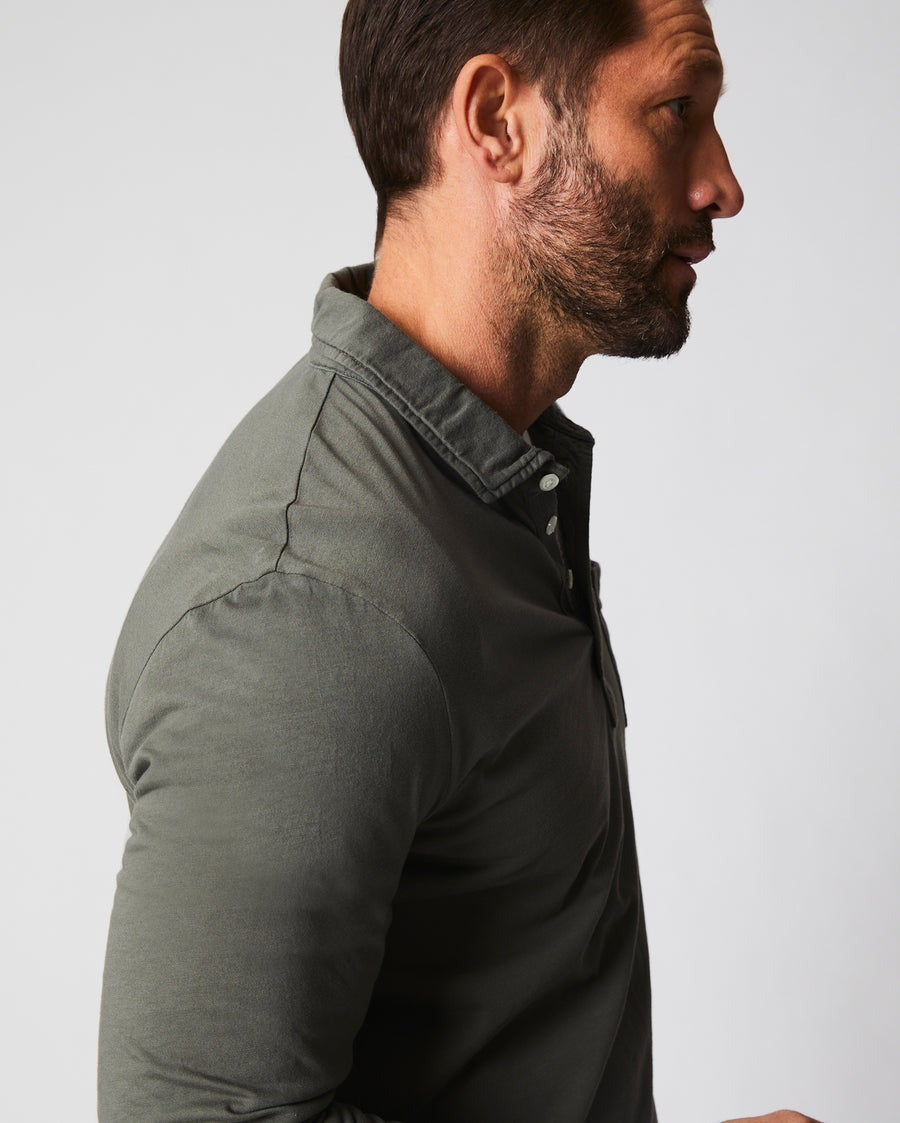 Long Sleeve Pensacola Polo Washed Grey