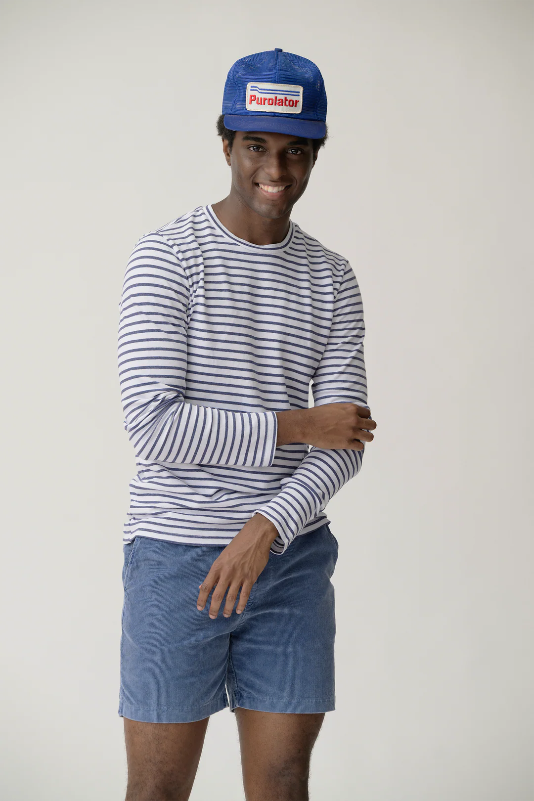 LS Organic Cotton & Hemp Stripe Crew Tee White