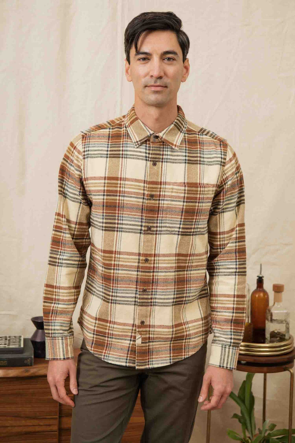 Larson Shirt Latte Plaid