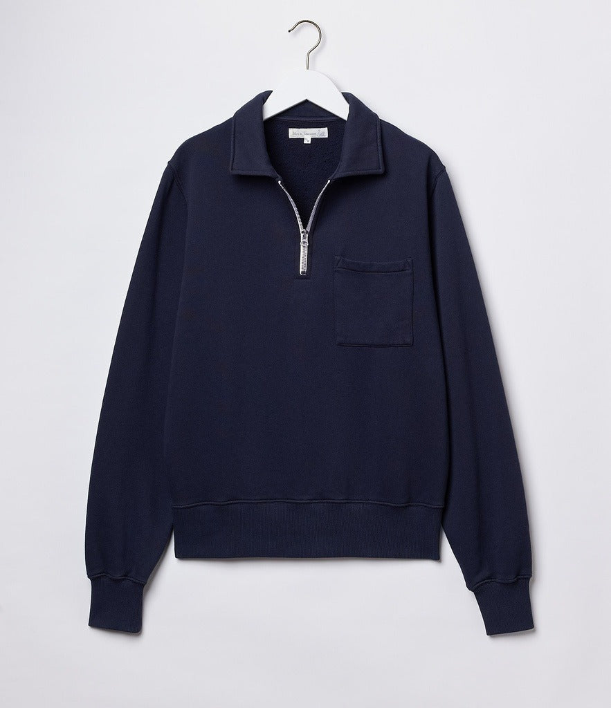 Vintage Fleece Zip Collar Dark Navy