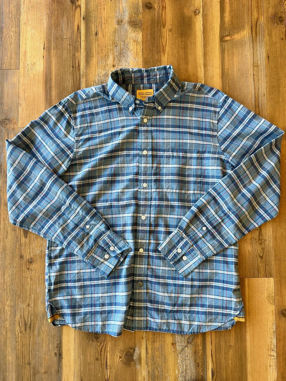 Classic Button Down Collar L/S Shirt Blue Plaid