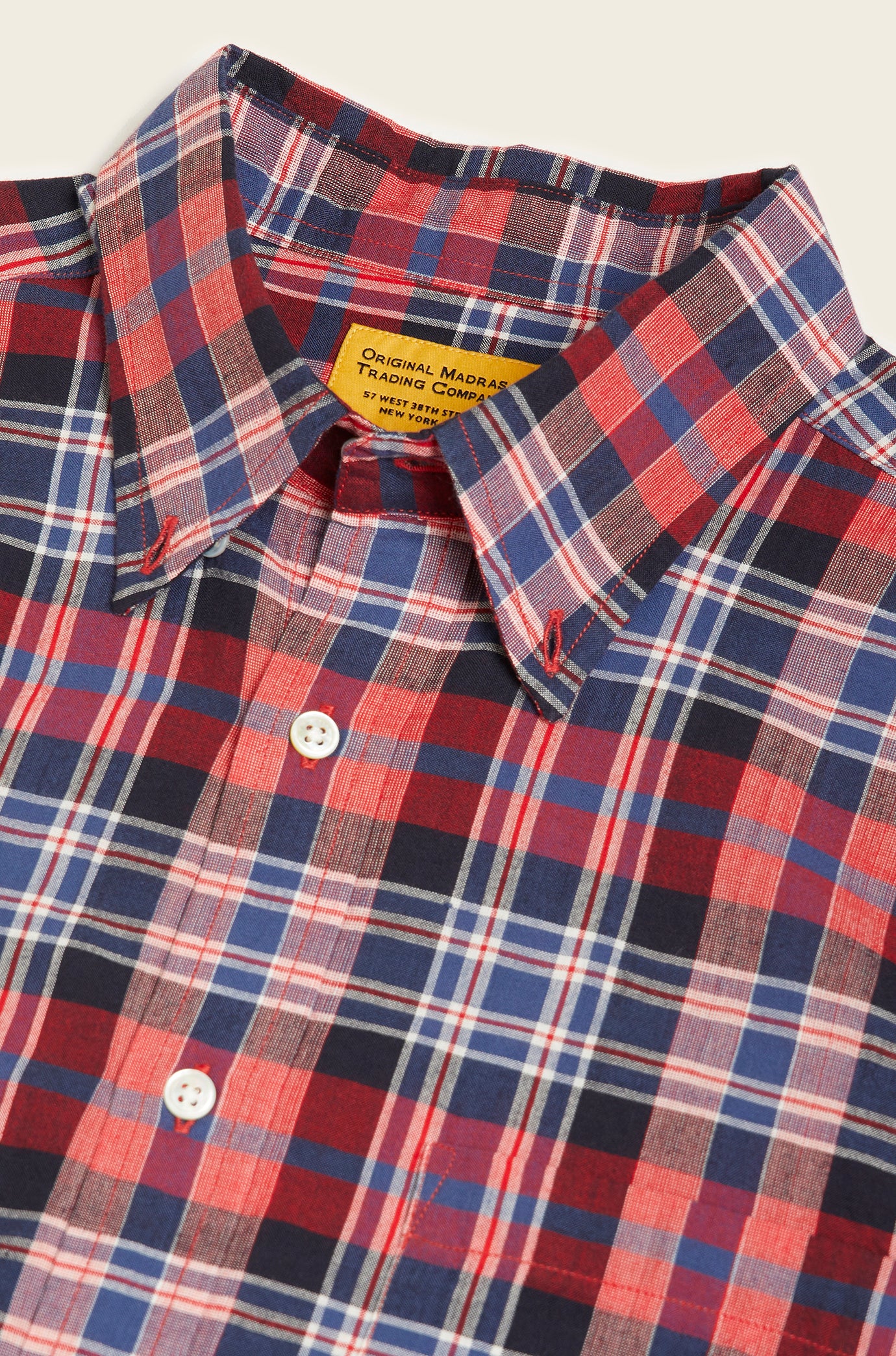 Classic Button Down Collar L/S Shirt Navy Red Check