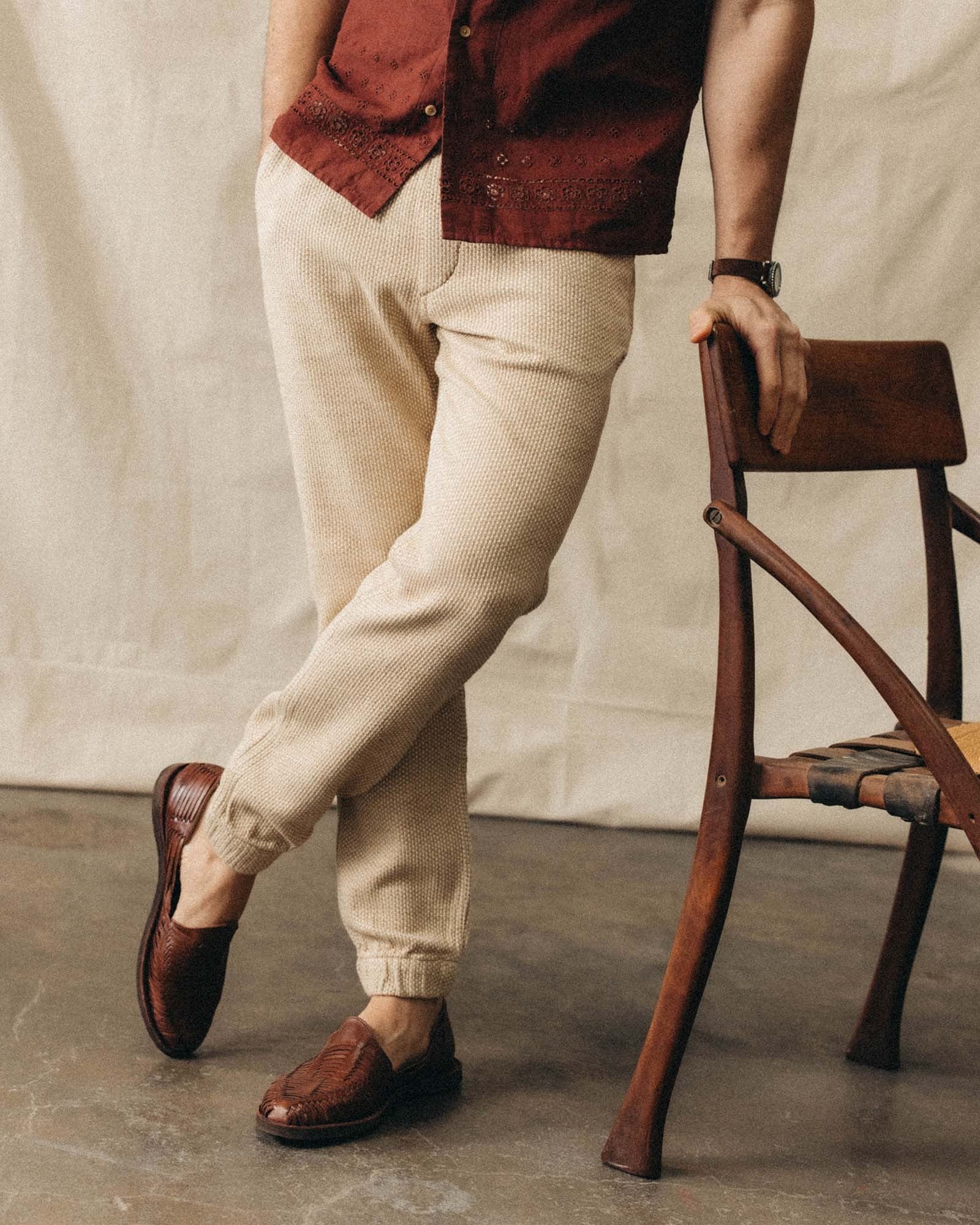 The Apres Pant Natural Sashiko