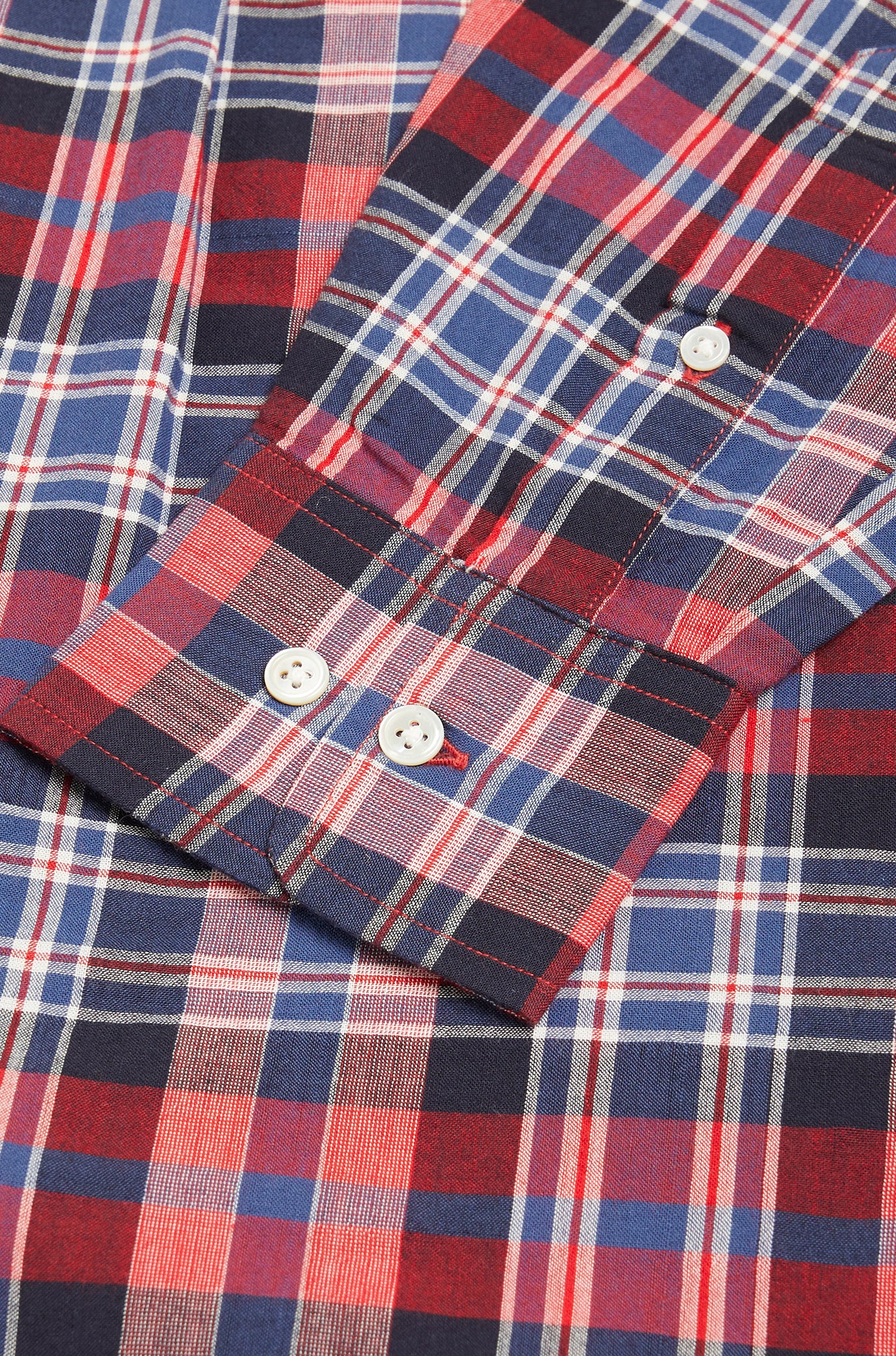 Classic Button Down Collar L/S Shirt Navy Red Check