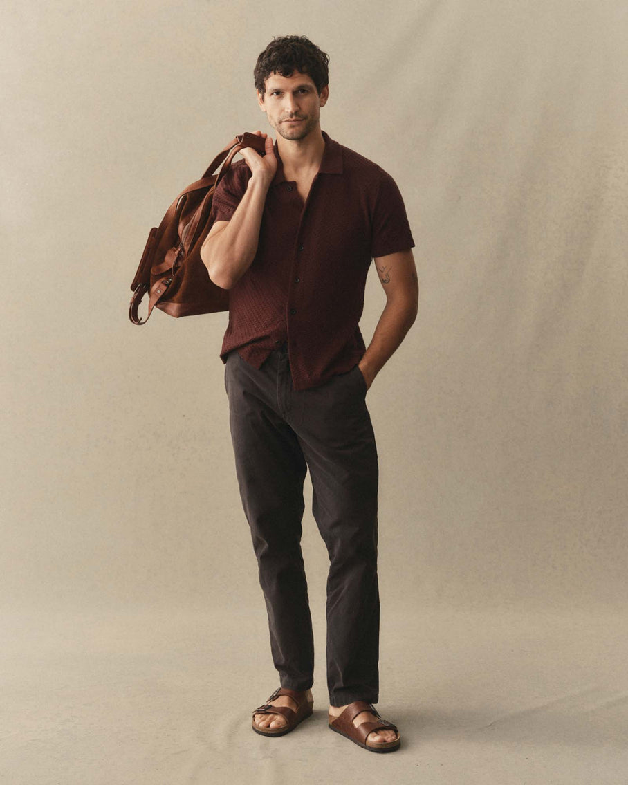 The Arlo Sweater Polo Burgundy Texture Knit