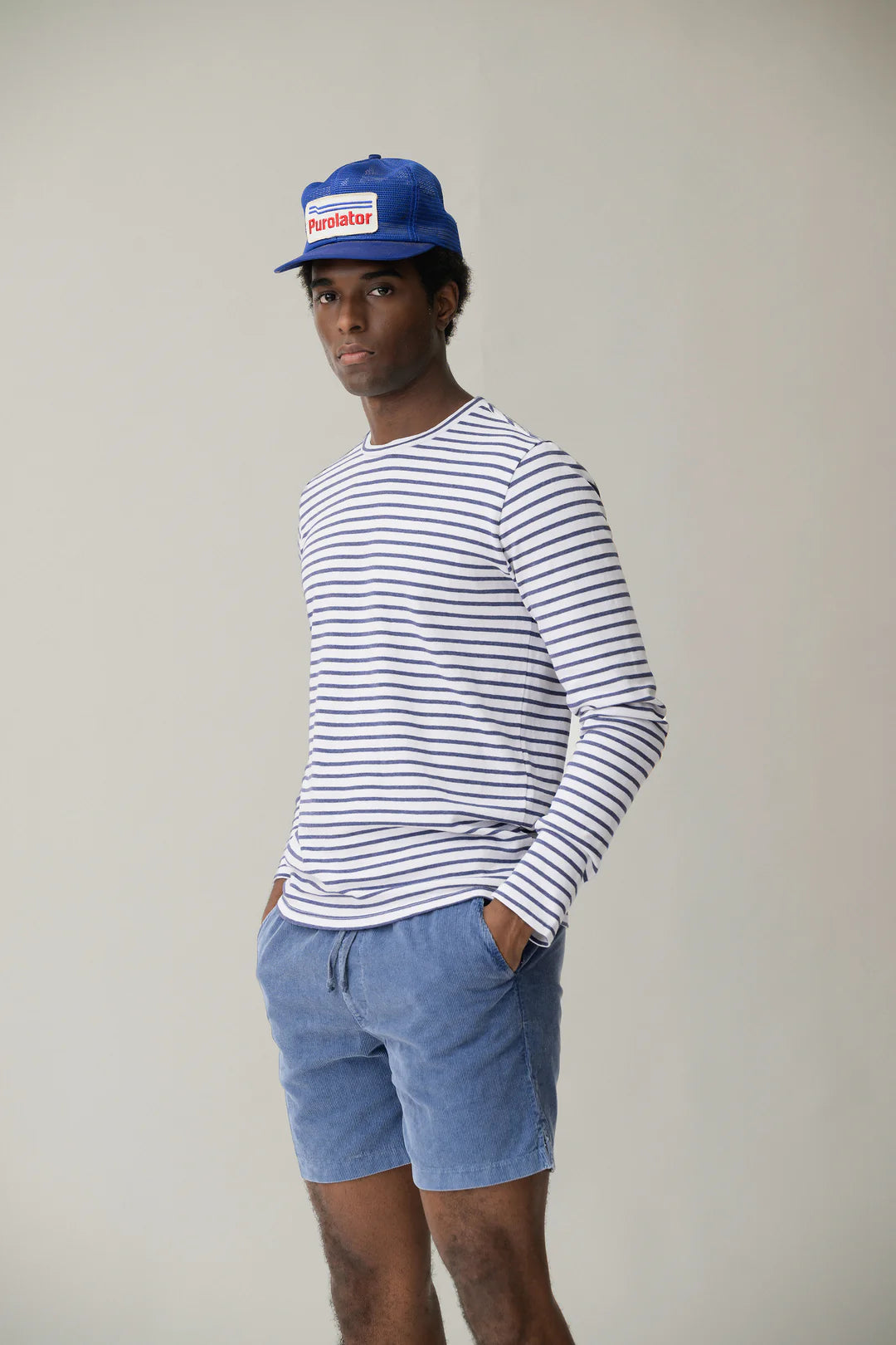 LS Organic Cotton & Hemp Stripe Crew Tee White