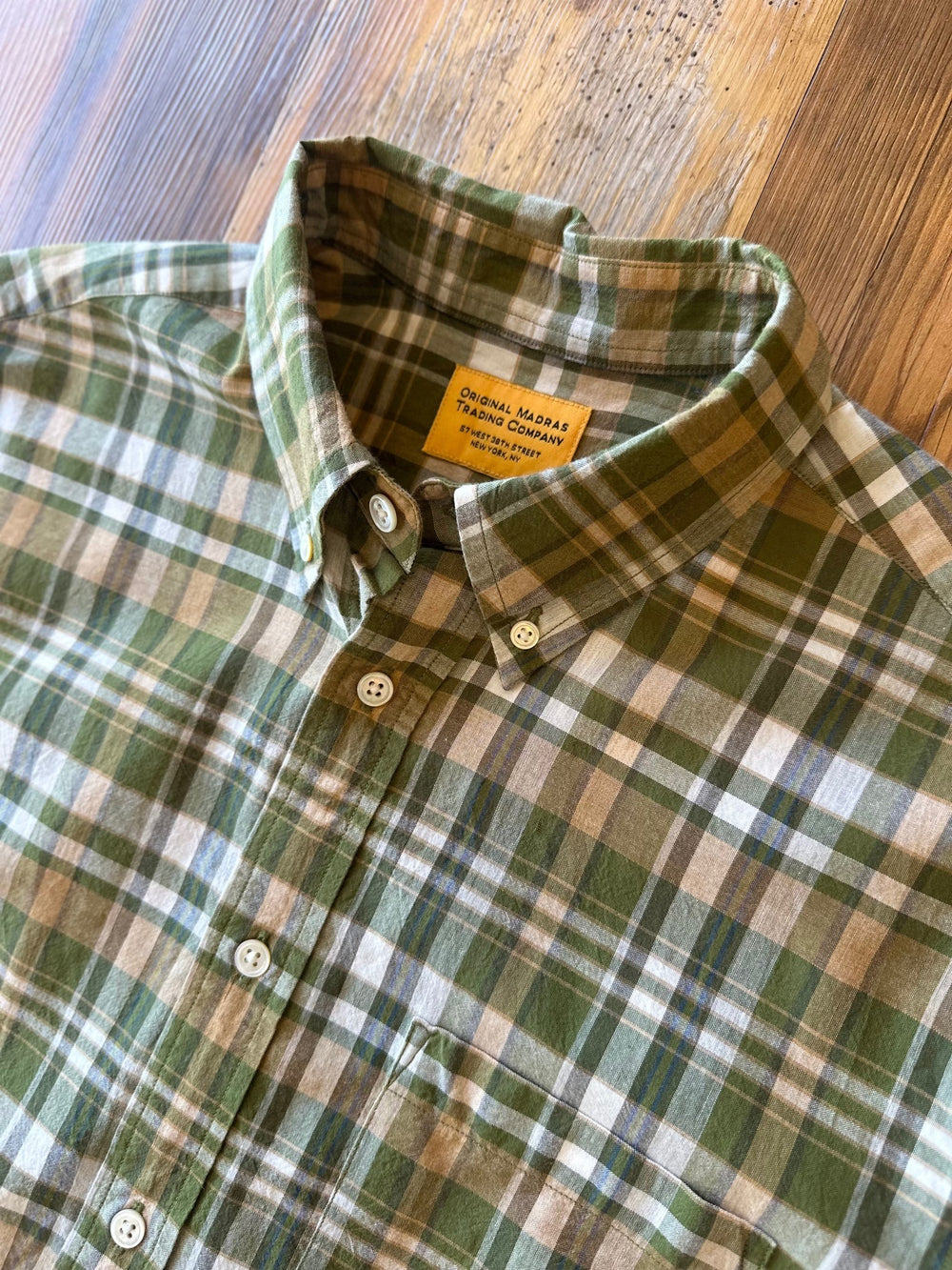 Classic Button Down Collar L/S Shirt Green/Gold Plaid