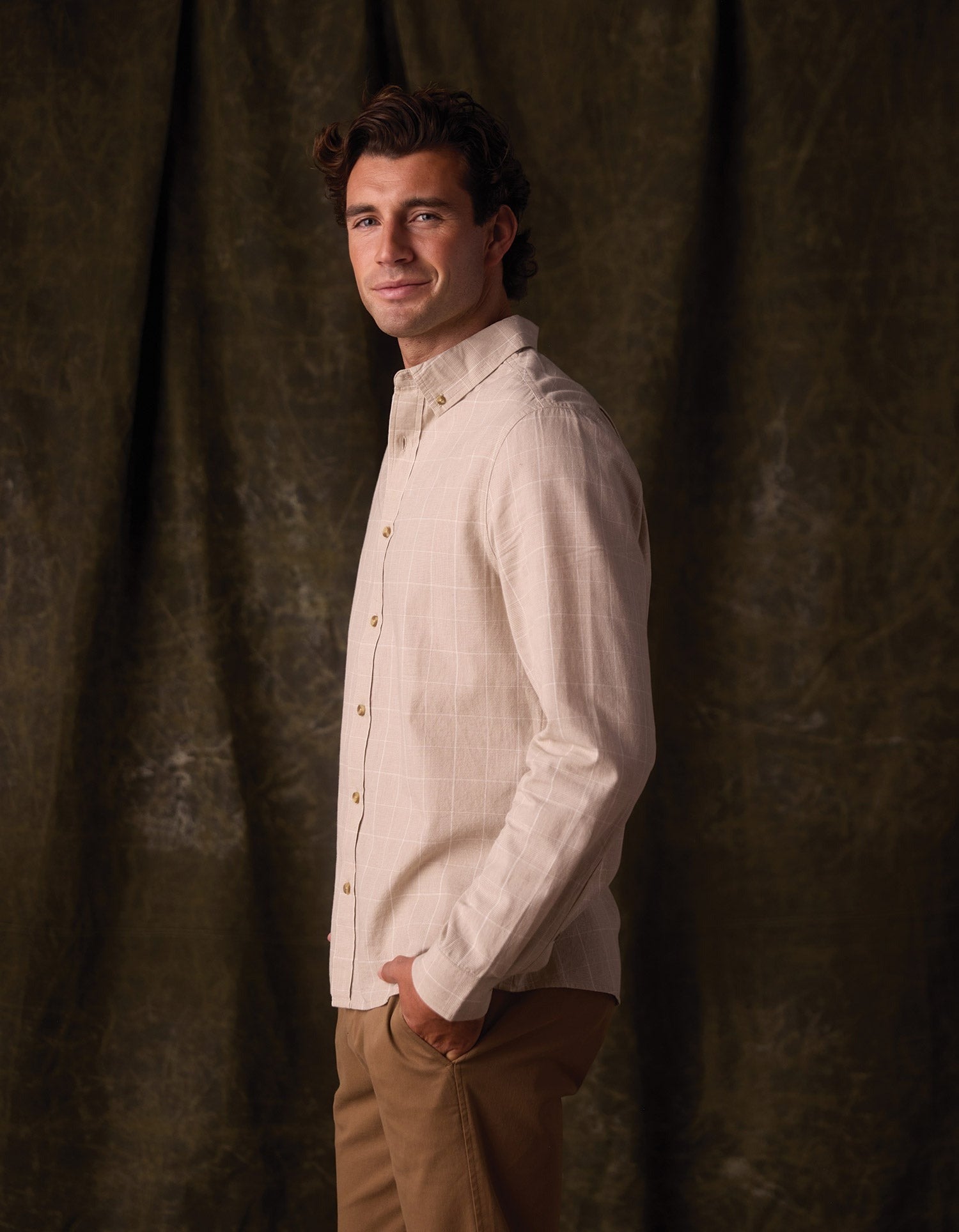 Nikko Classic Button Up Tan Plaid