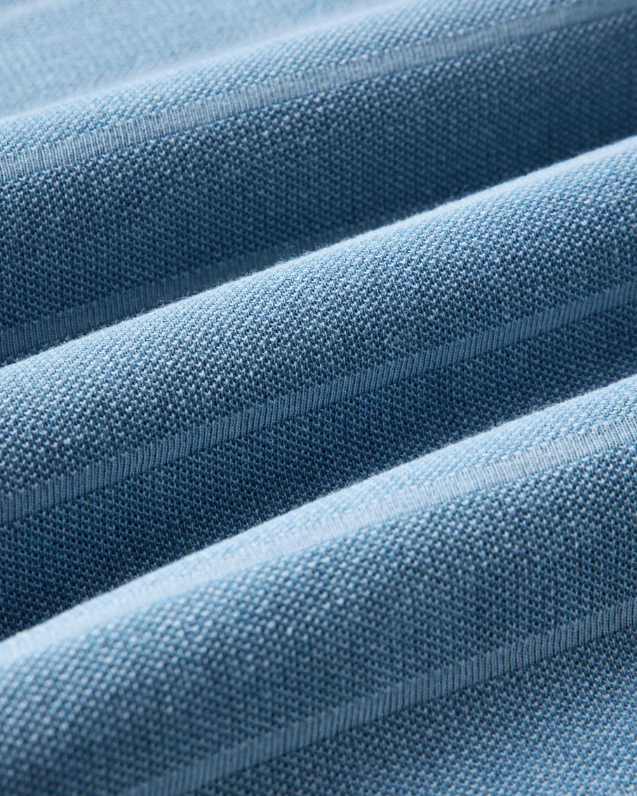 The Pacific Polo Washed Indigo Pique Stripe