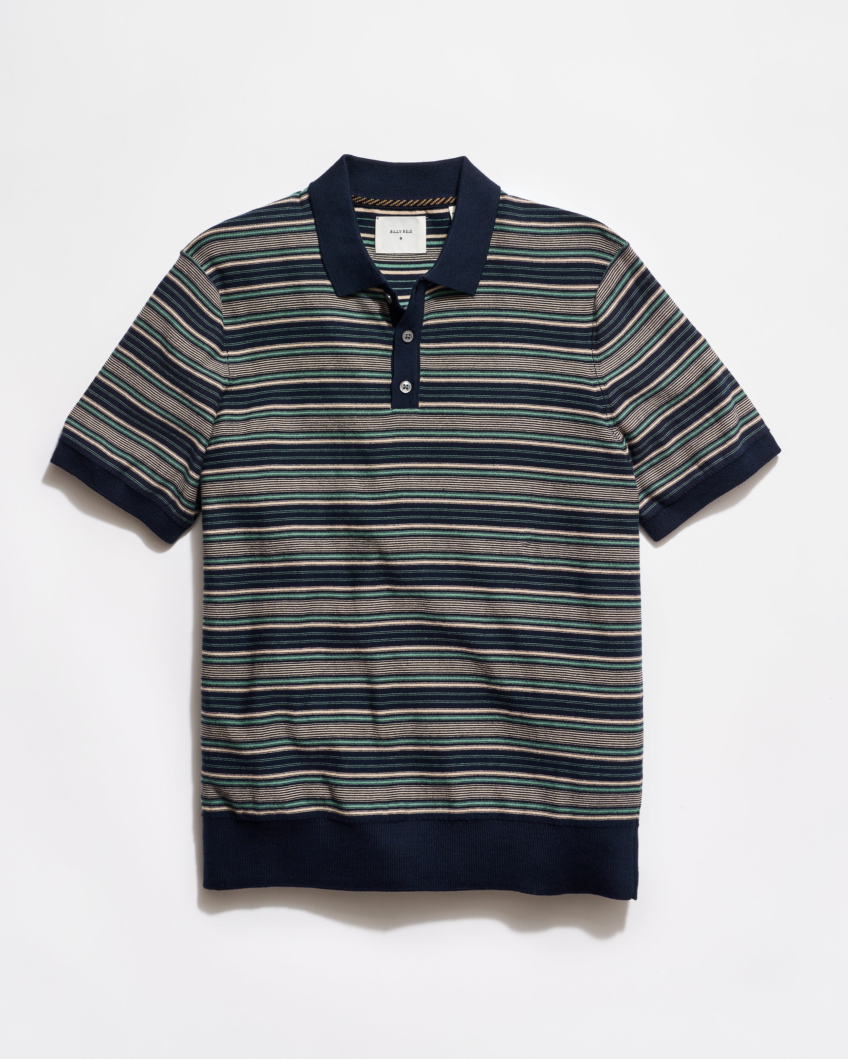 Vintage Stripe Sweater Polo Carbon Blue/Green