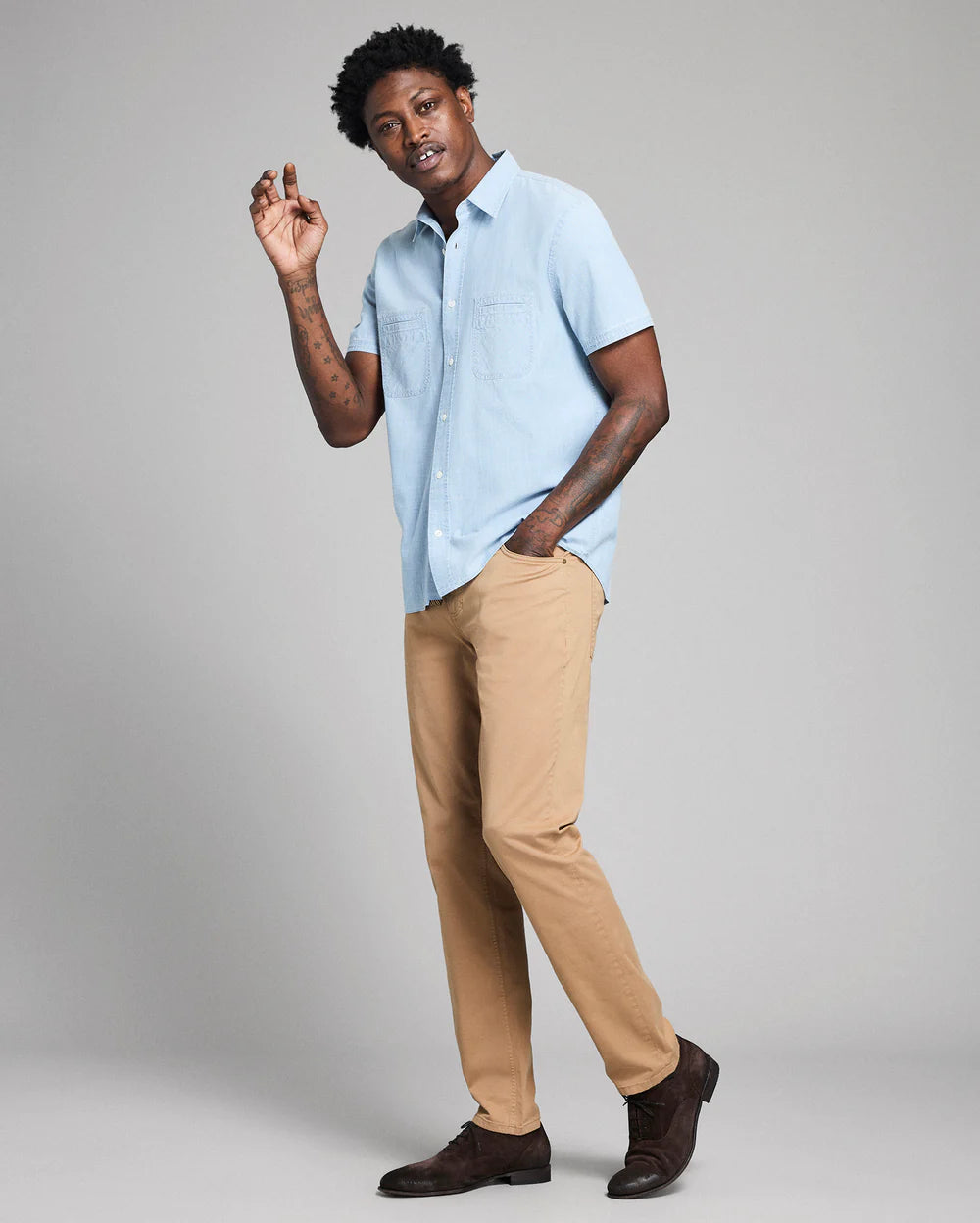 Short Sleeve Chambray Donelson Shirt Light Chambray