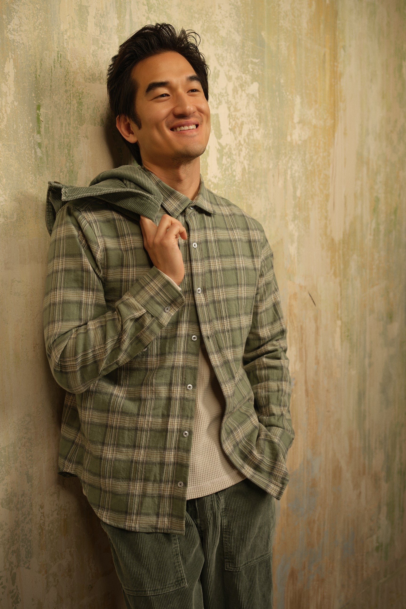 Japanese Slub Flannel Shirt Light Green