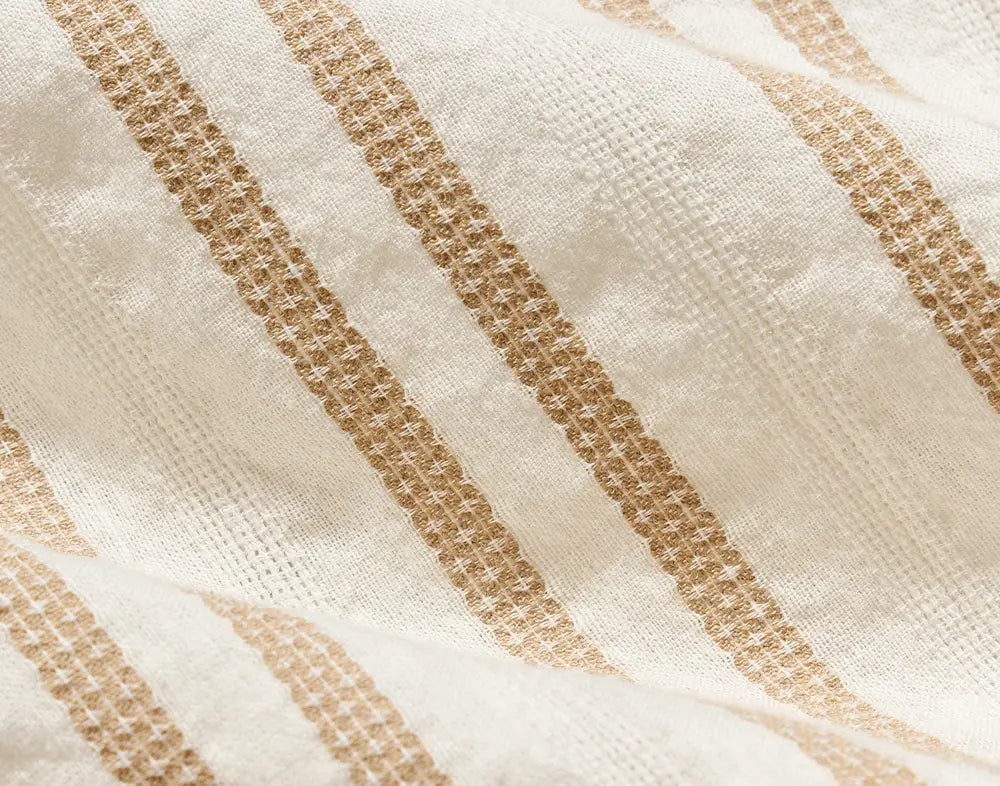 Short Sleeve Textured Dobby Stripe Contrast Treme Tinted White/Khaki