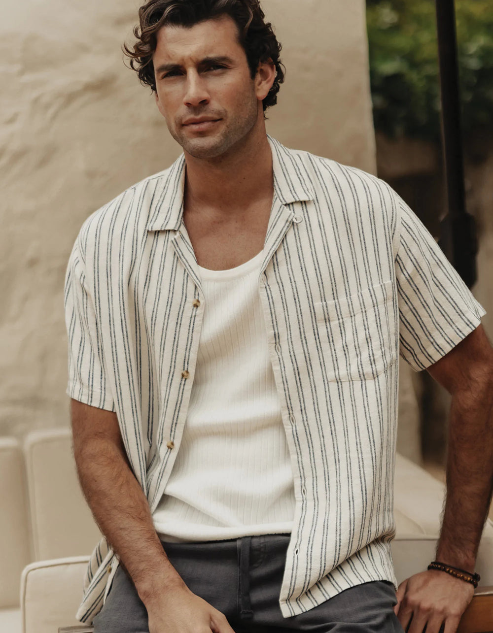 Freshwater Resort Shirt Vintage Blue Stripe