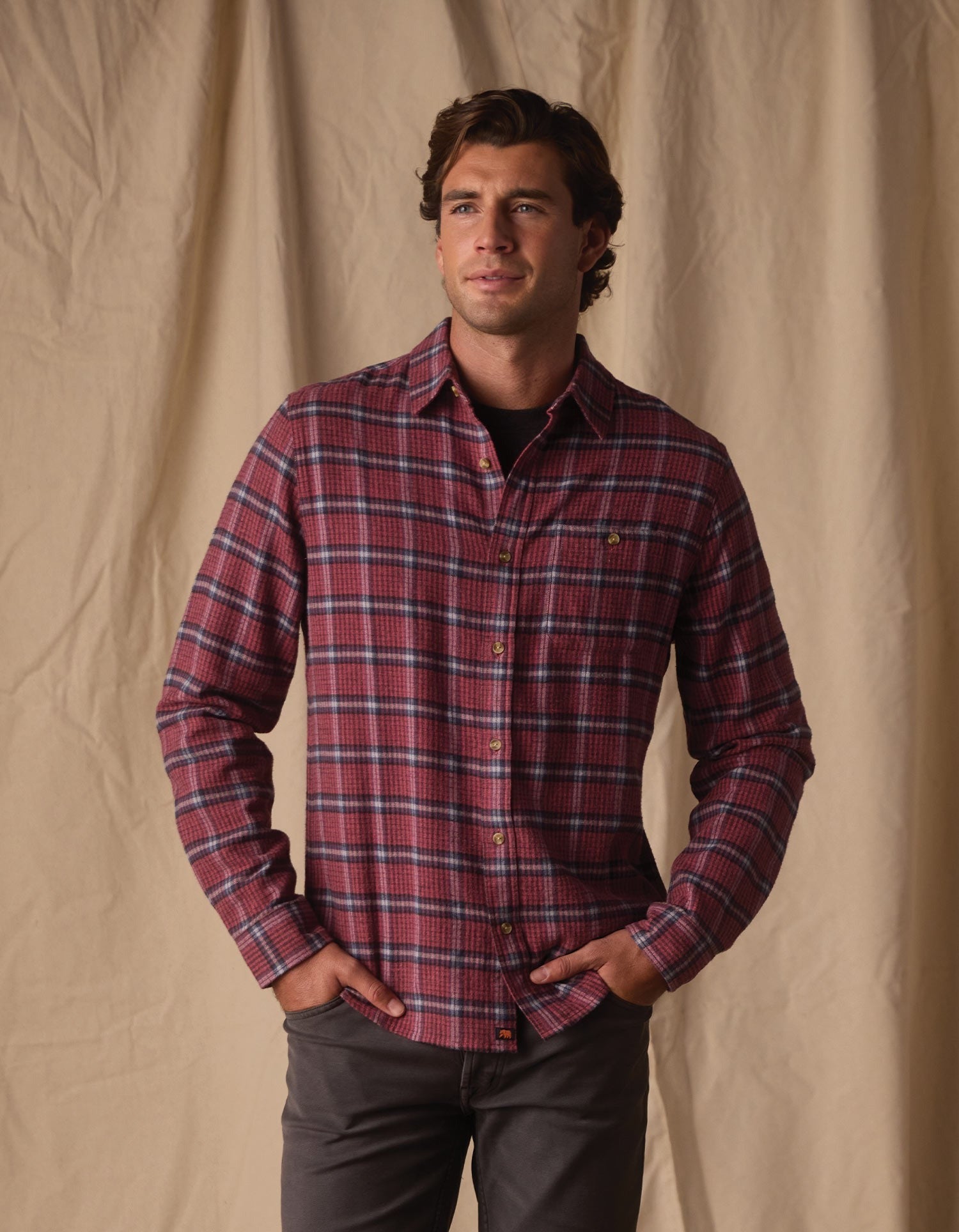 Hudson Double Brushed Flannel Mineral Red Plaid