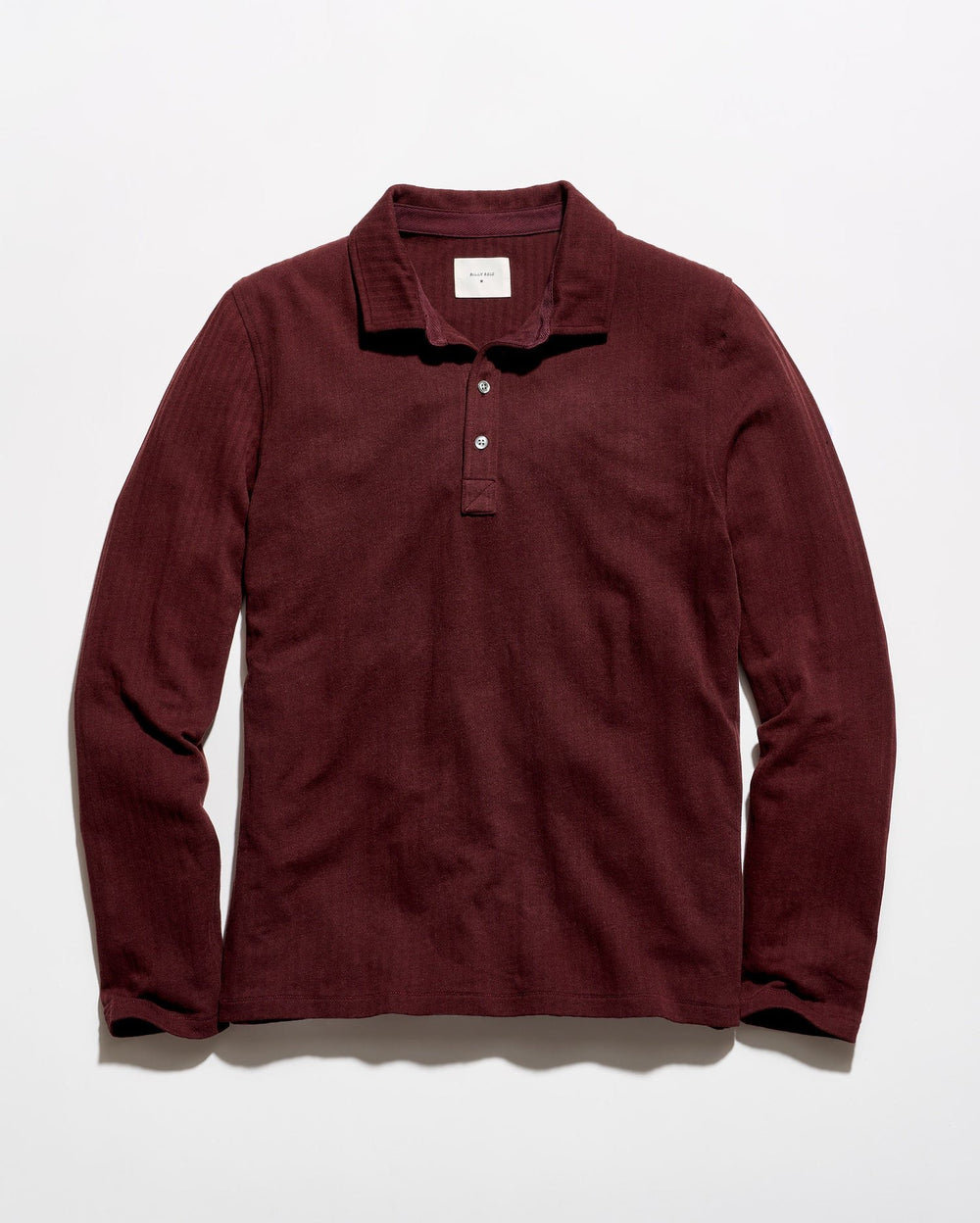 Long-Sleeve Herringbone Polo Plum