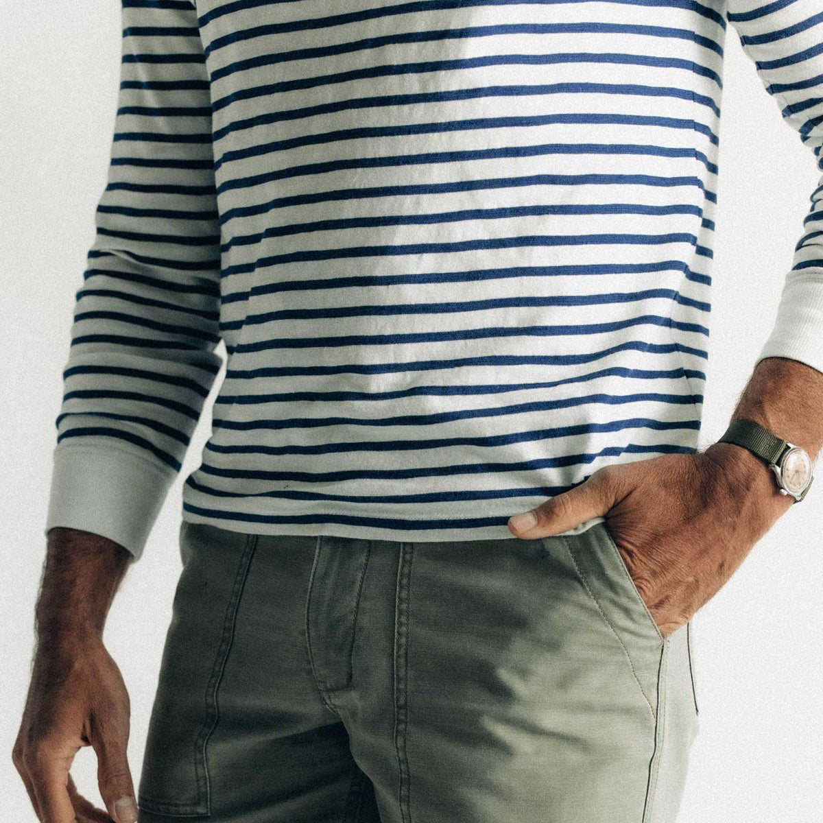 The Organic Cotton Long Sleeve Tee Indigo Stripe