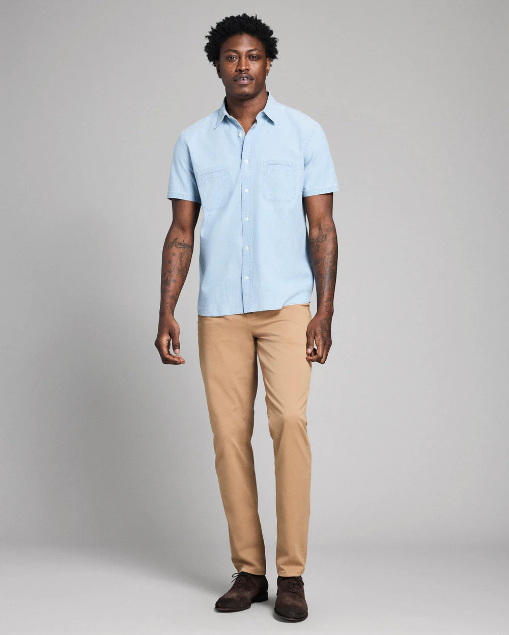 Short Sleeve Chambray Donelson Shirt Light Chambray