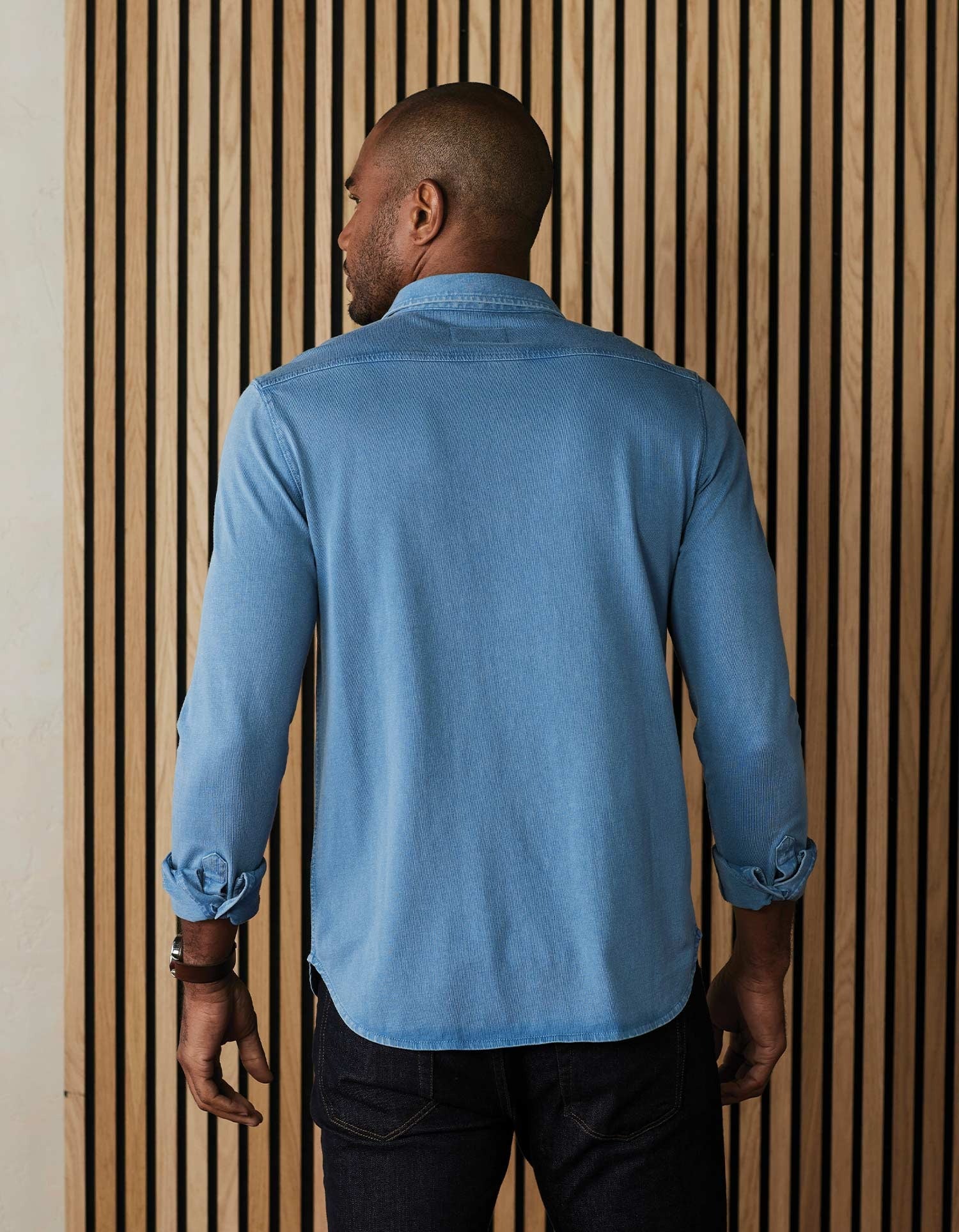 Lennox Jersey Button Up Slate Blue