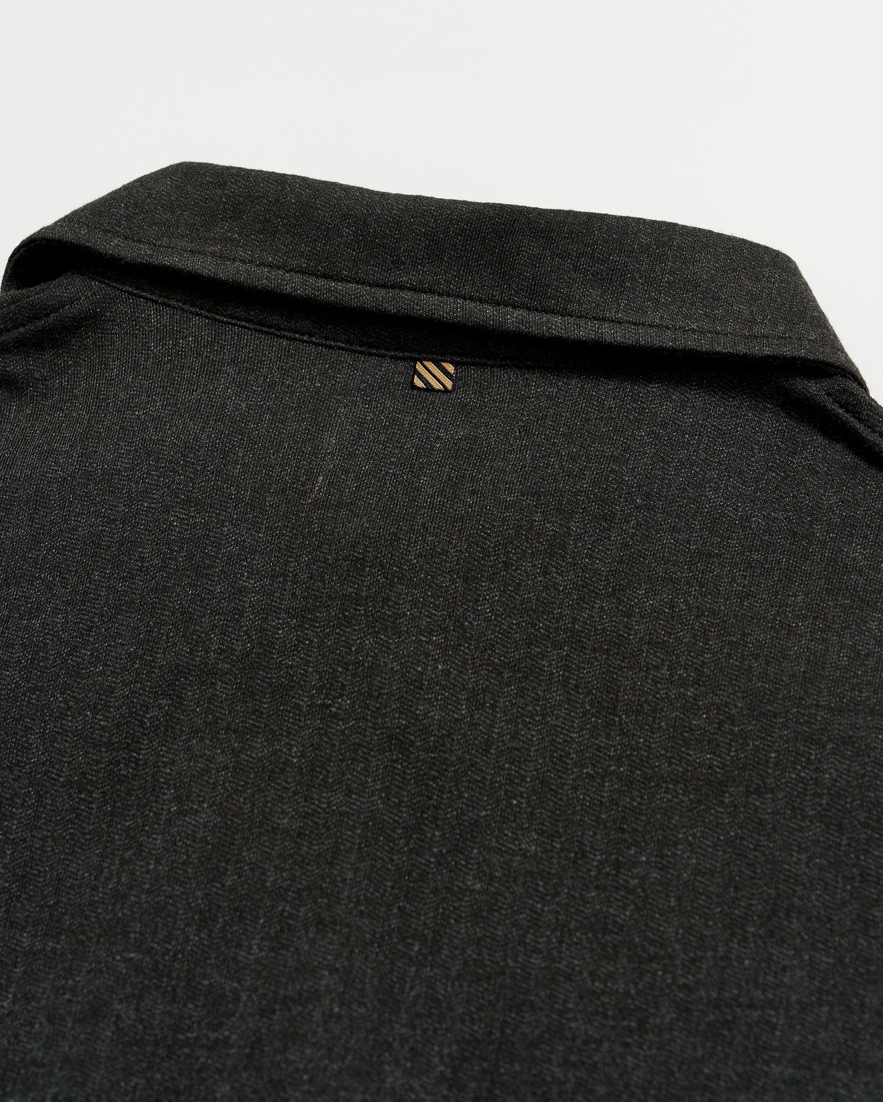 Long Sleeve Herringbone Polo Black